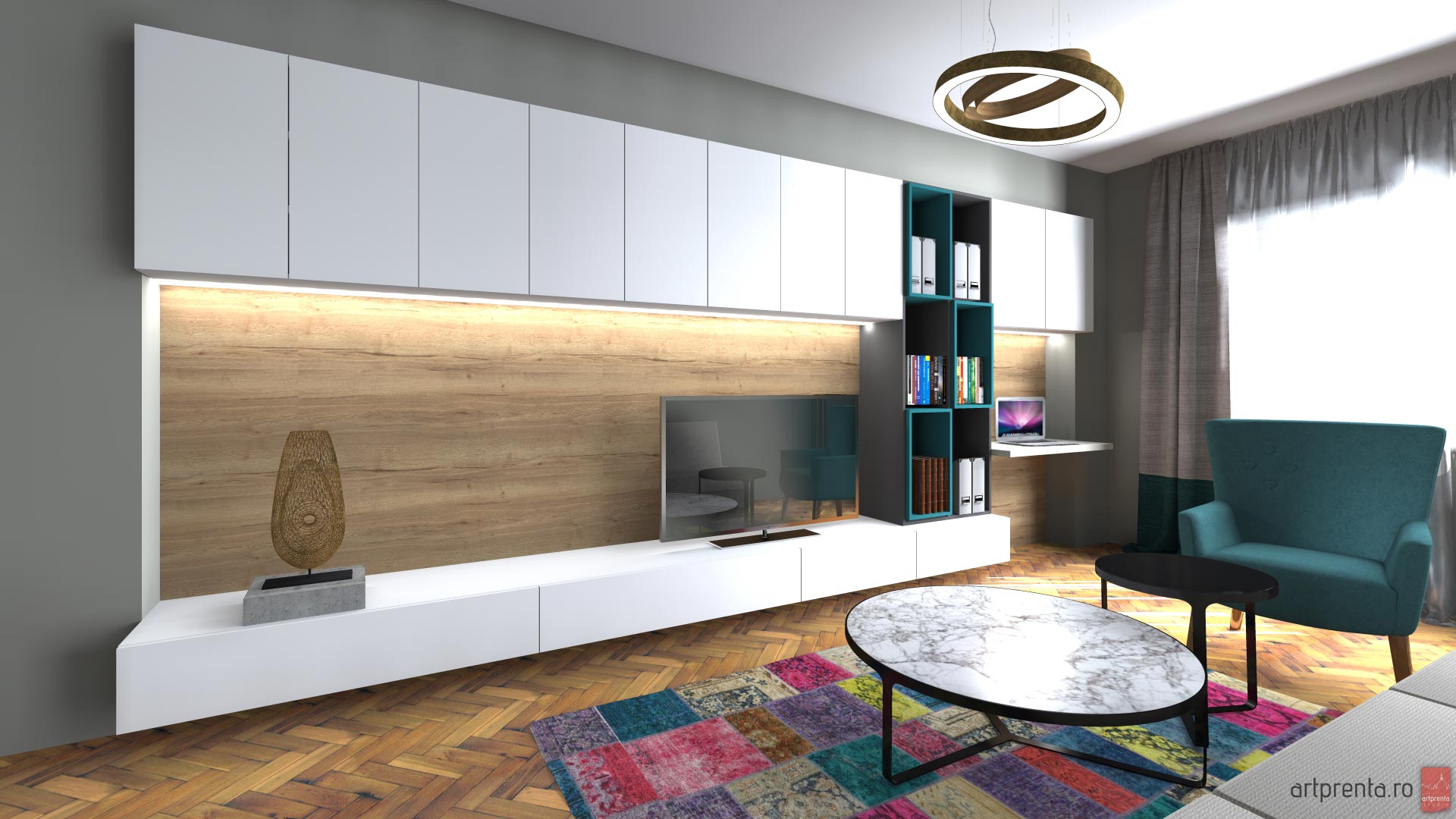 Design interior living apartament Oradea - propunere initiala