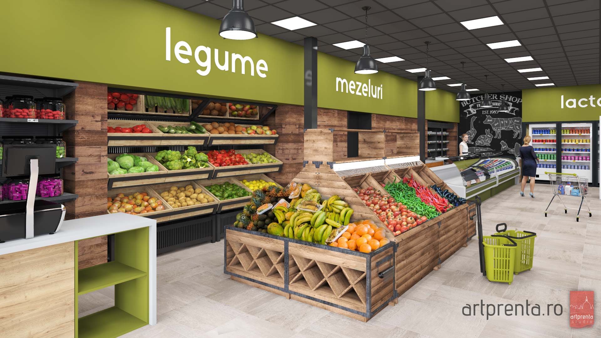 Design interior supermarket Trei G Barsei Oradea