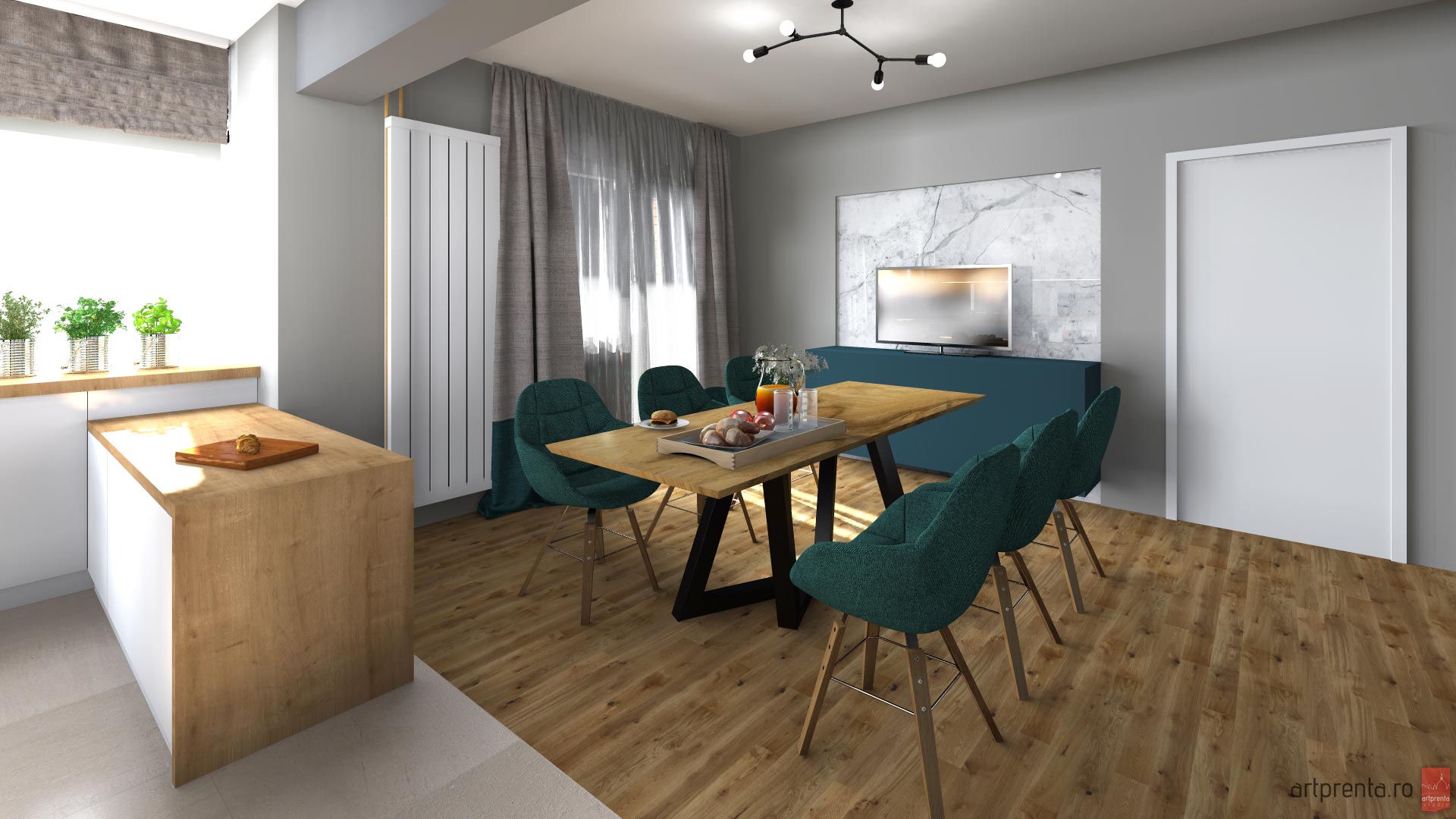 Design interior dining apartament Oradea - propunere initiala