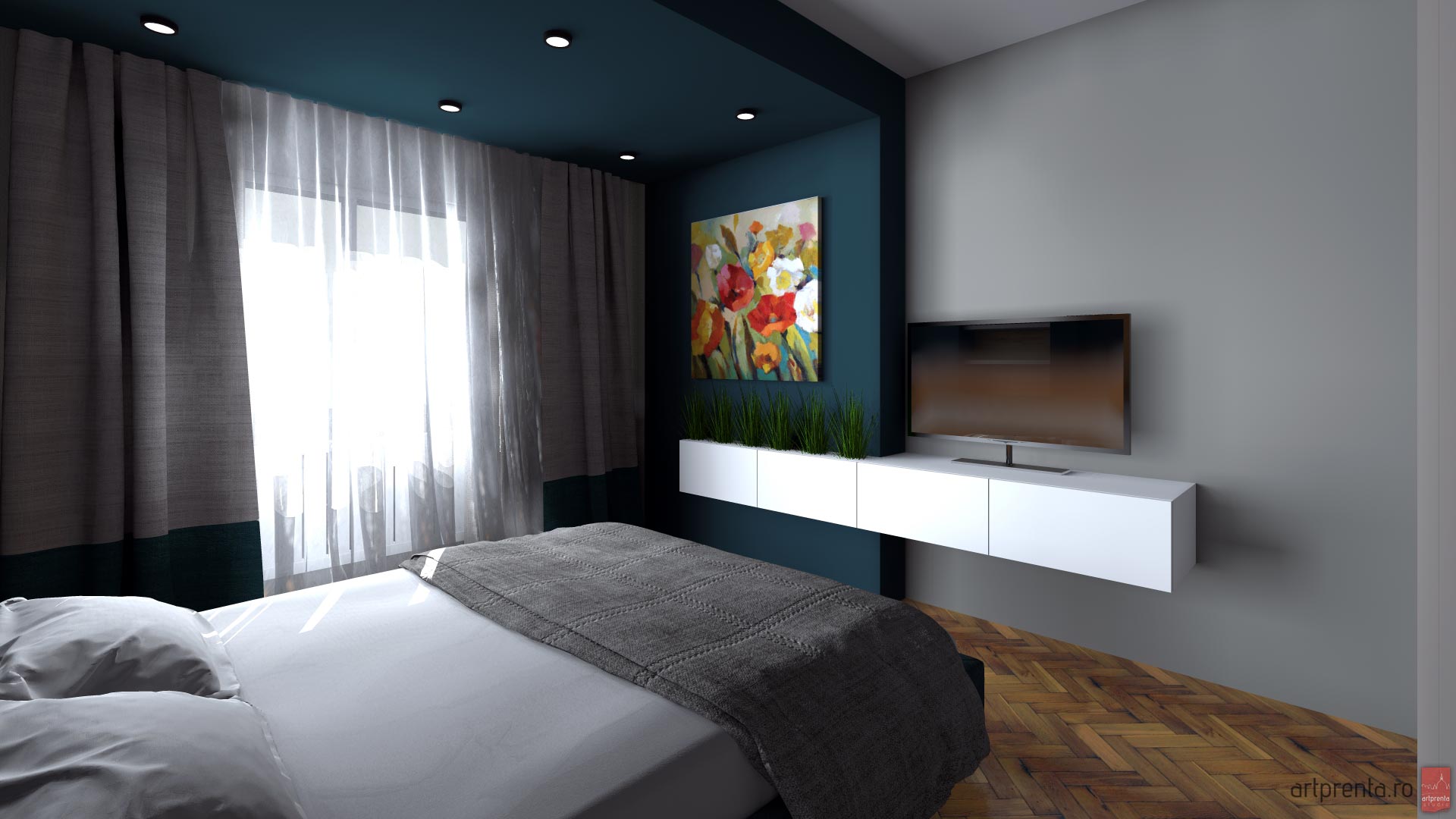 Design interior dormitor apartament Oradea - propunere initiala