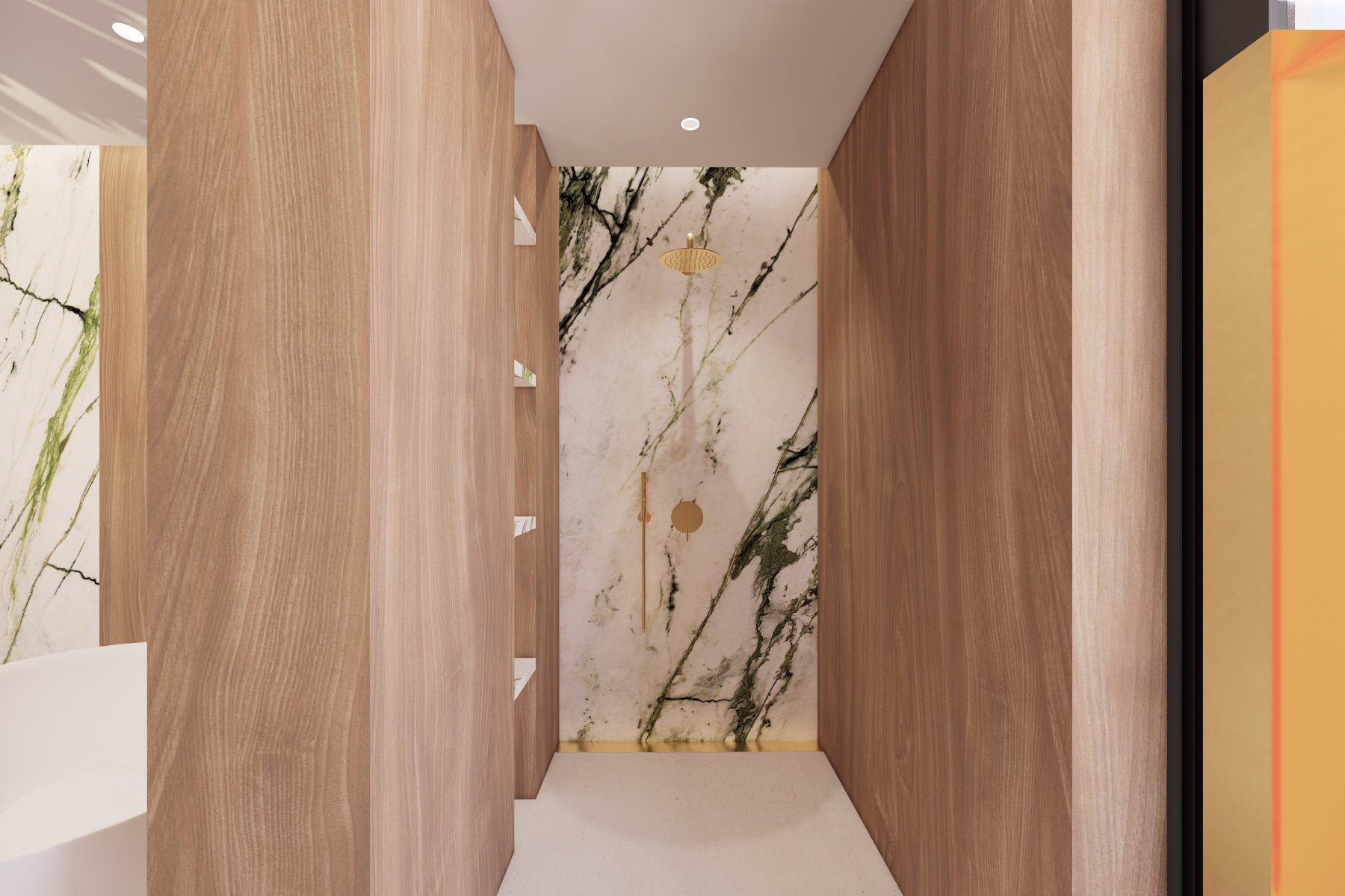 Design interior baie dormitor matrimonial