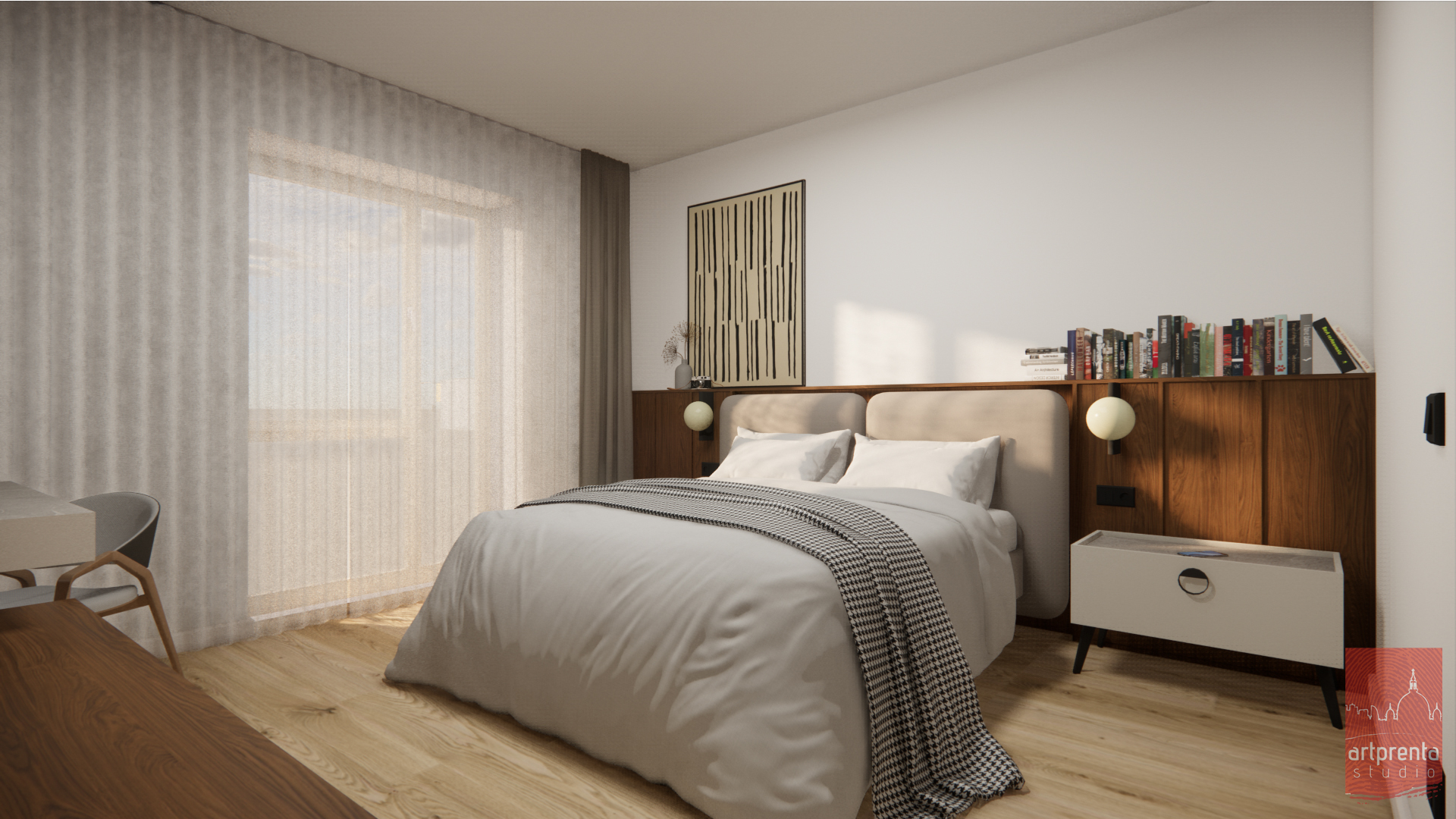 Design interior dormitor matrimonial apartament Prima Arena